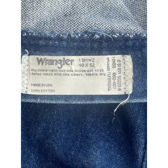 Vintage 90's Wrangler‎ Dark Blue Denim Jeans 13MWZ Made in USA Men's 40x32 - Picture 4 of 7